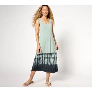 AnyBody Slub Knit Dip Dye Shibori Midi Dress Size 3XP Sage A644723